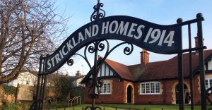 Strickland Homes Almshouses accommodation sign